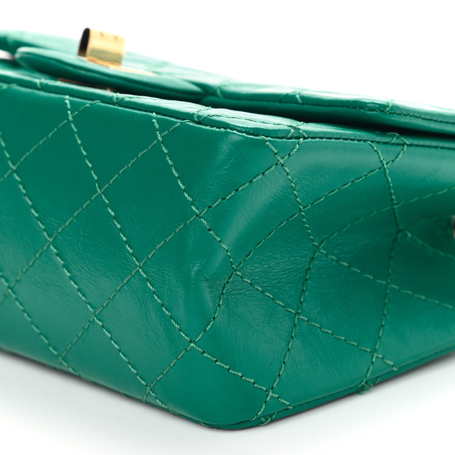 Aged Calfskin Quilted 2.55 Reissue Mini Flap Green