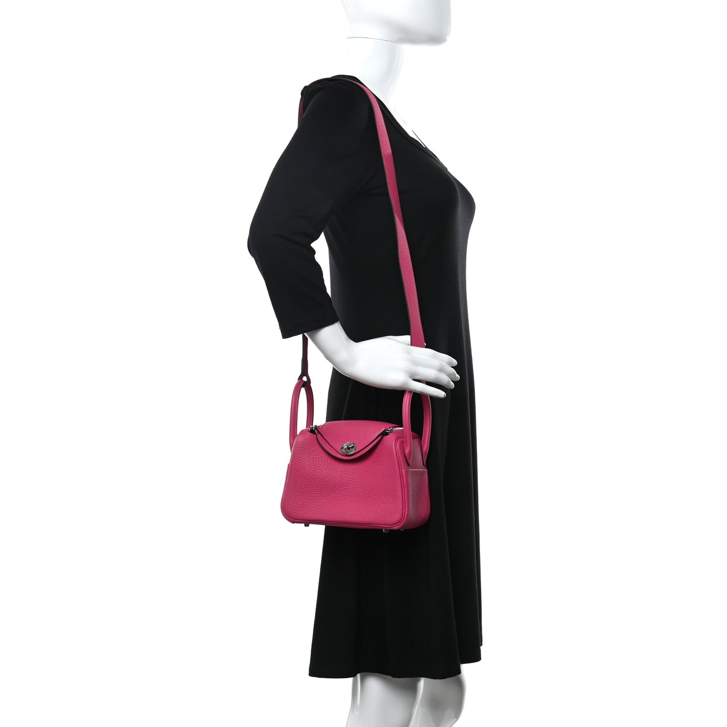 Taurillon Clemence Mini Lindy 20 Rose Shocking