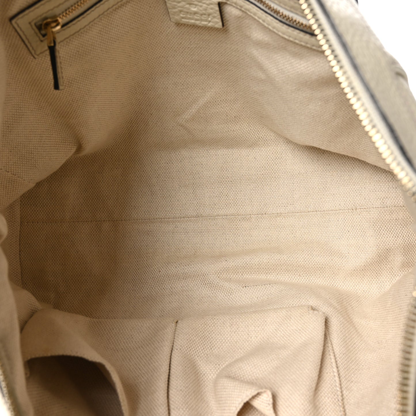 Pebbled Calfskin Small Soho Top Handle Bag Off White