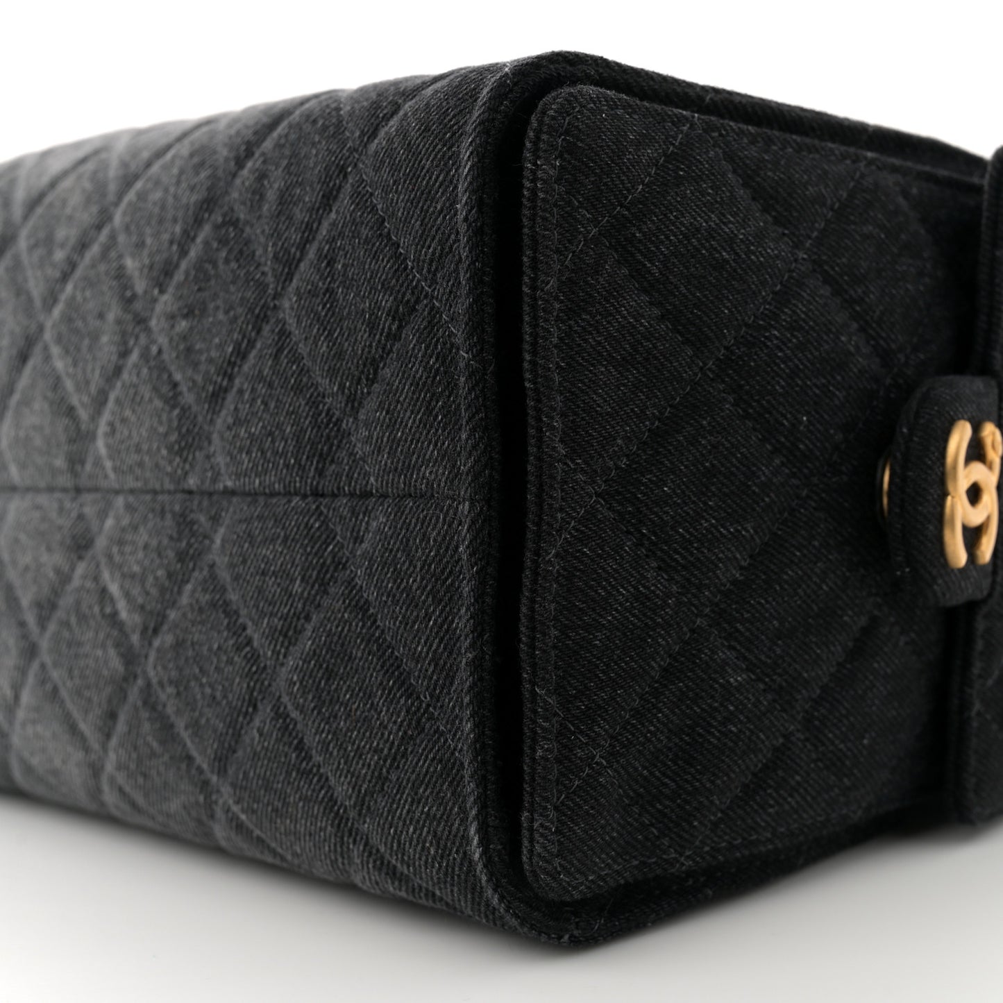 Washed Denim Quilted Small Chanel 25 Handbag Black