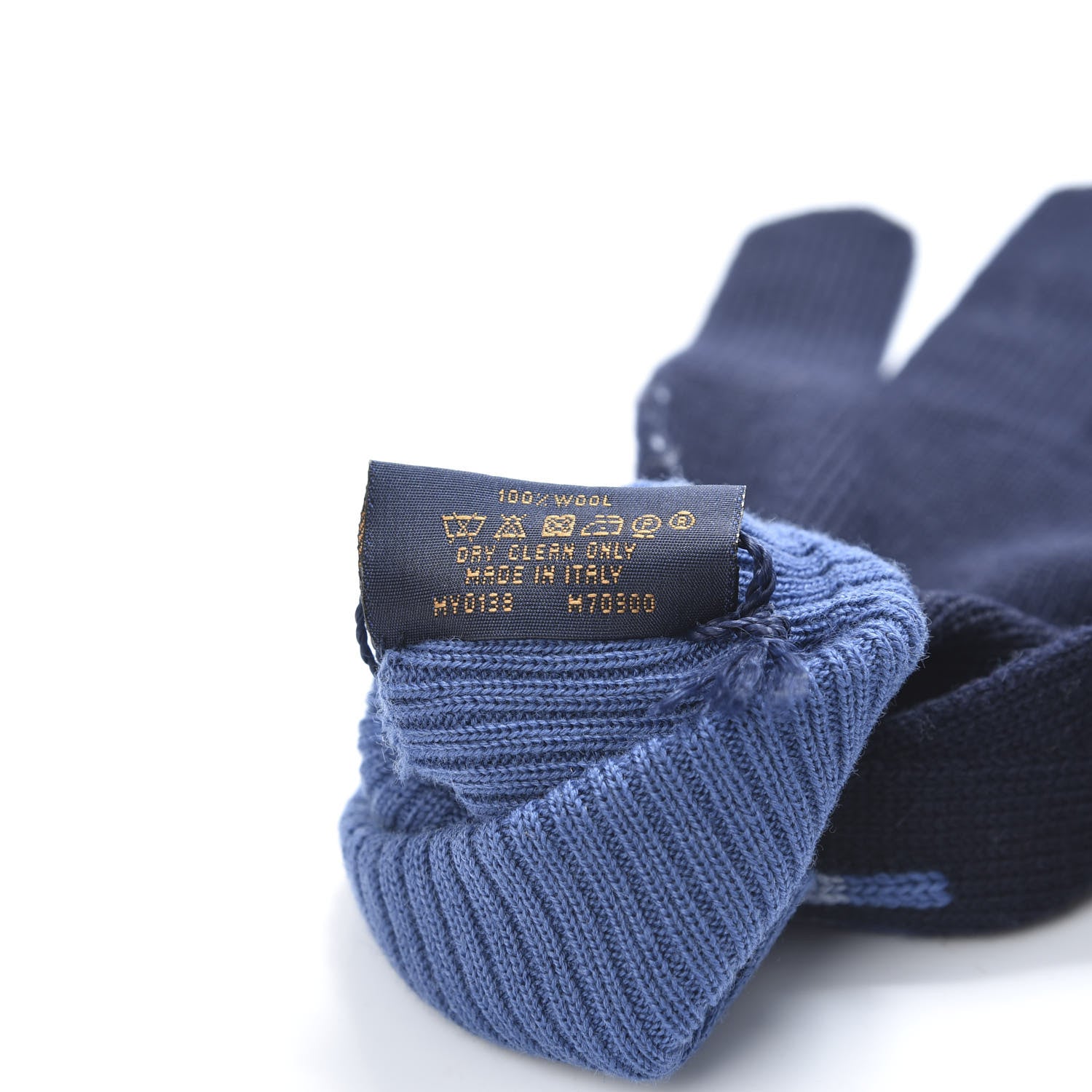 Louis Vuitton Wool Logo Split Gloves Blue 4 of 4