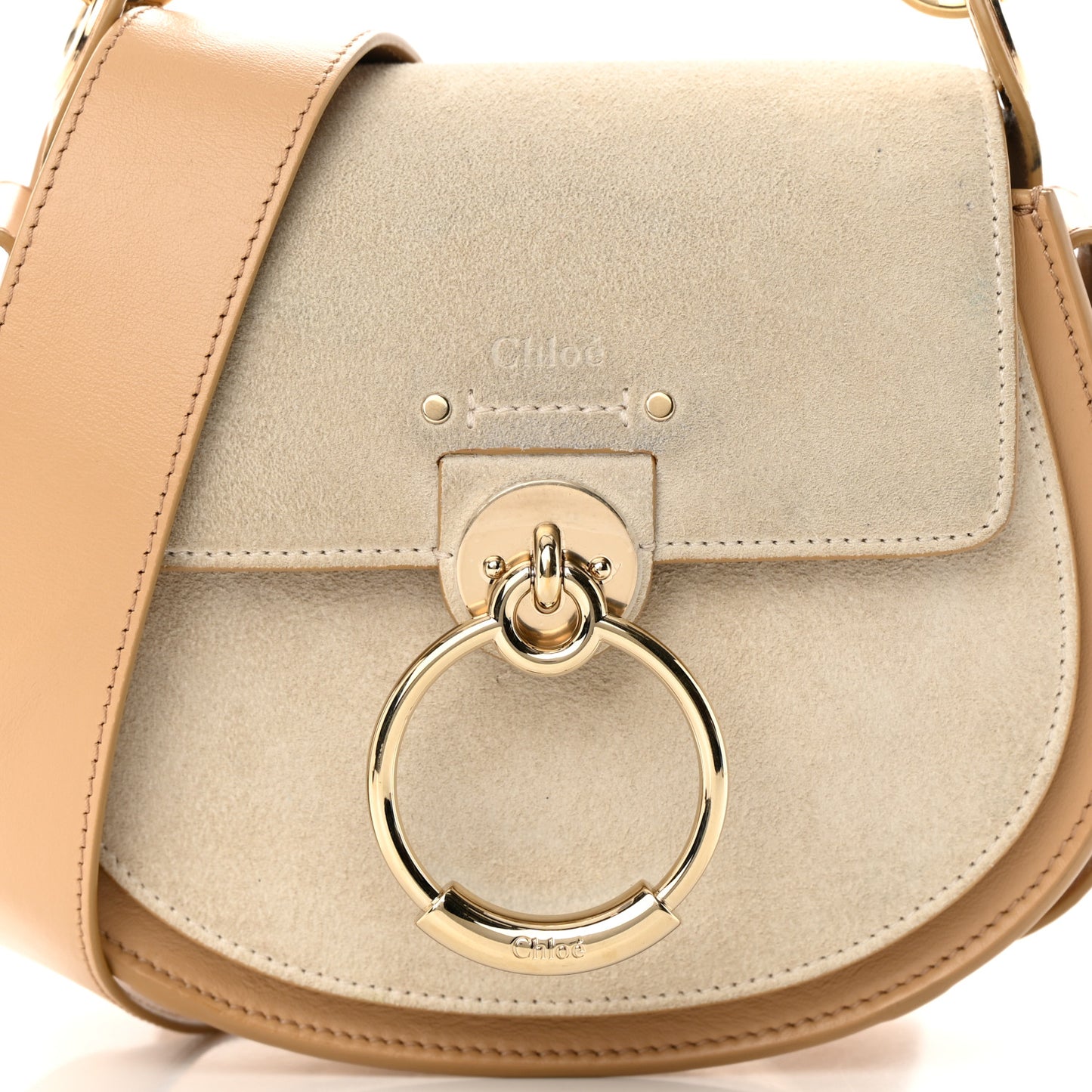 Calfskin Suede Small Tess Bag Soft Tan