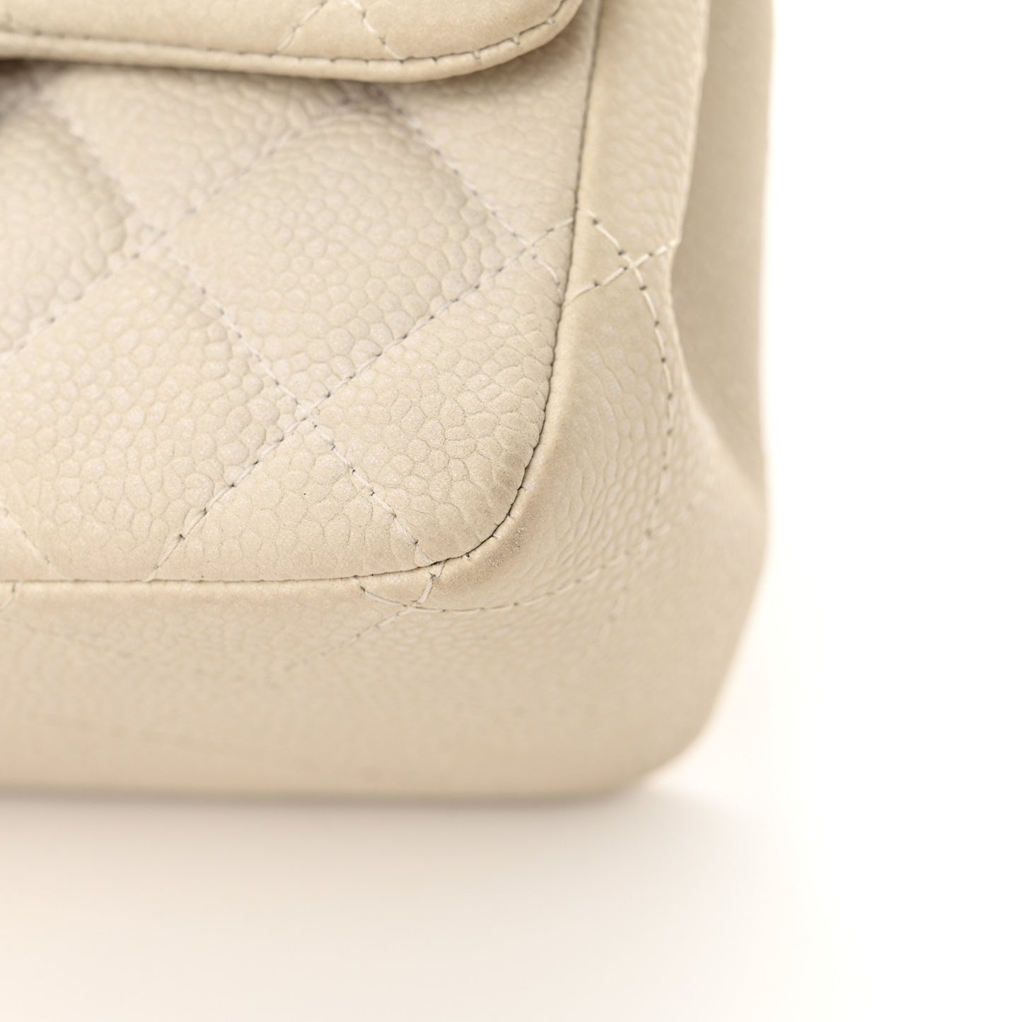 Caviar Quilted Mini Square Flap Dark White