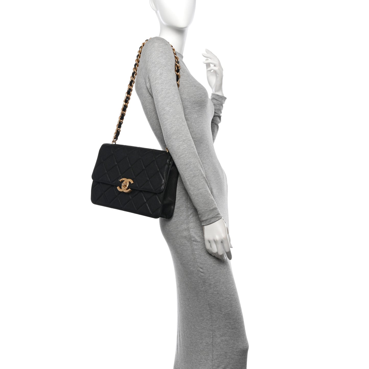Caviar Quilted CC Large Flap Black