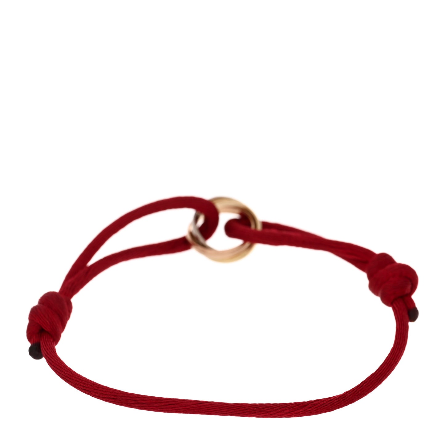 18K Pink Yellow White Gold Trinity Cord Bracelet Red