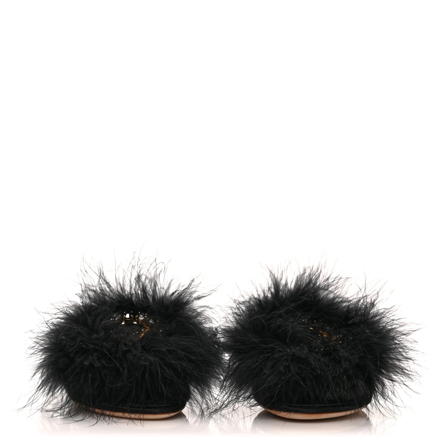 Fur Crystal LV Marilyn Flat Mule 36 Black