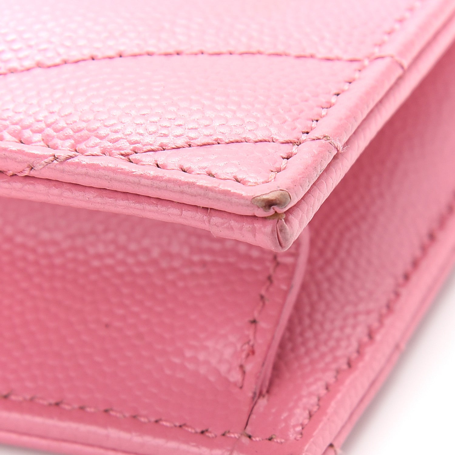 Saint Laurent Grain De Poudre Matelasse Chevron Monogram Envelope Chain Wallet Rose Clair 12 of 13