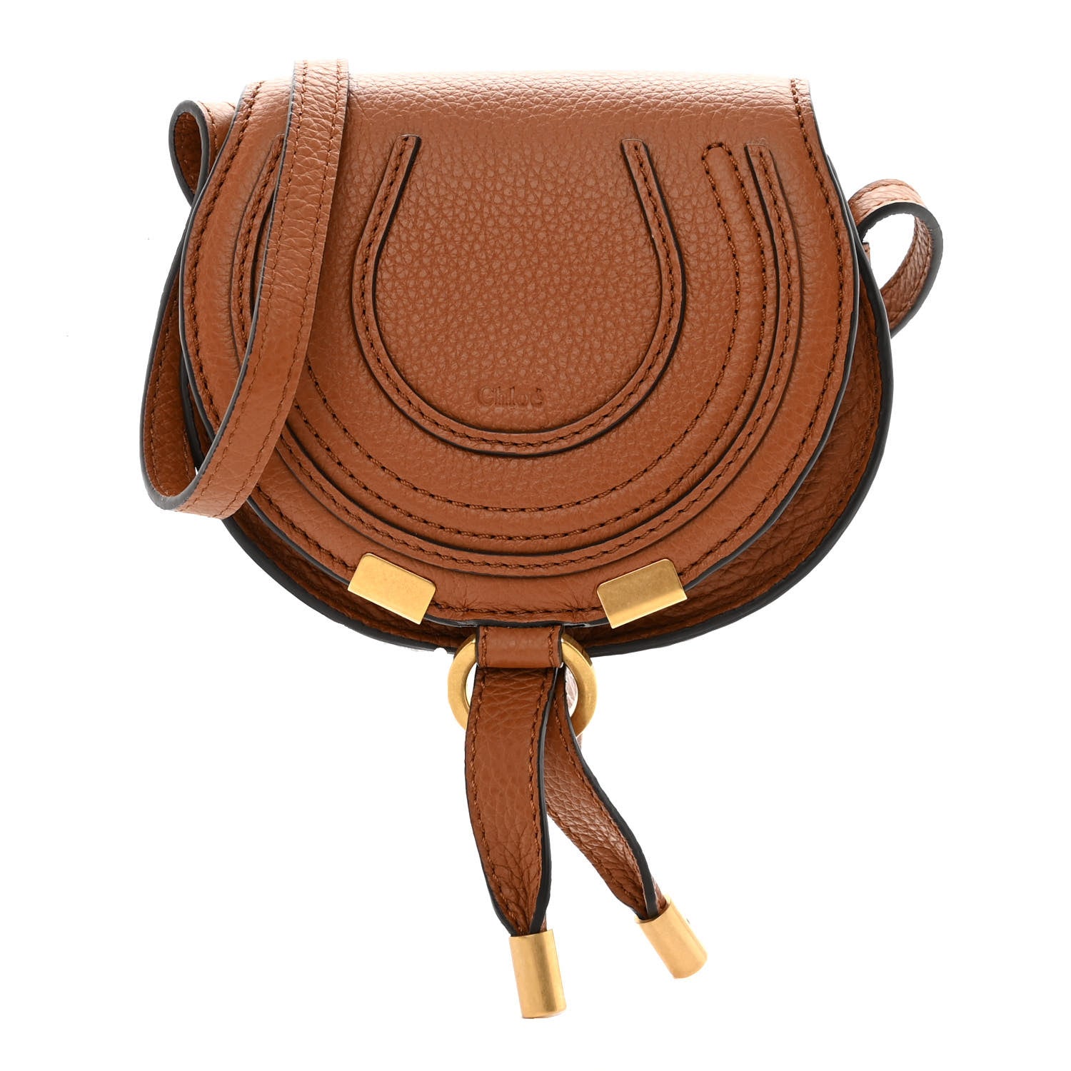 Chloe Calfskin Nano Marcie Saddle Bag Tan 1 of 9