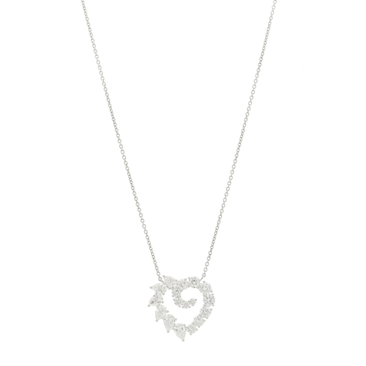Platinum Diamond Garland Small Heart Pendant Necklace