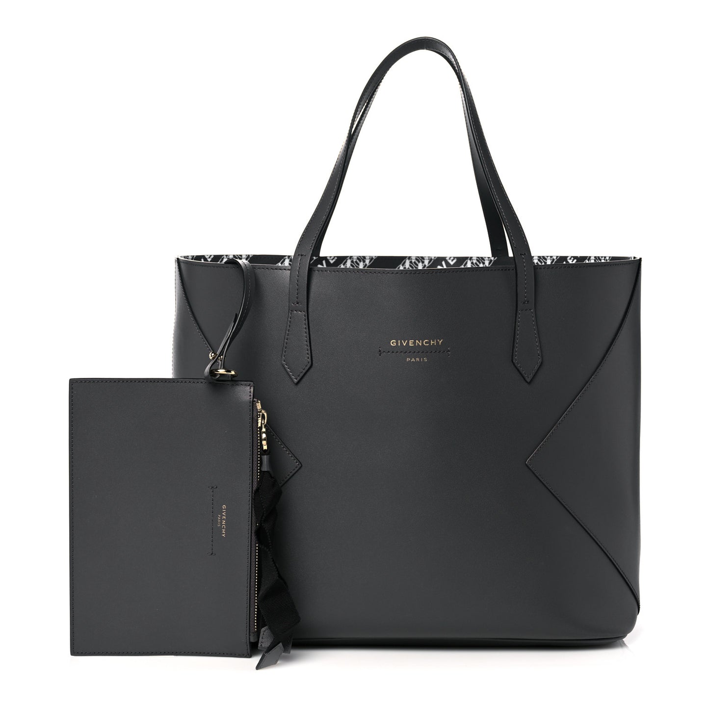 Smooth Calfskin Wing Shopper Tote Grey White