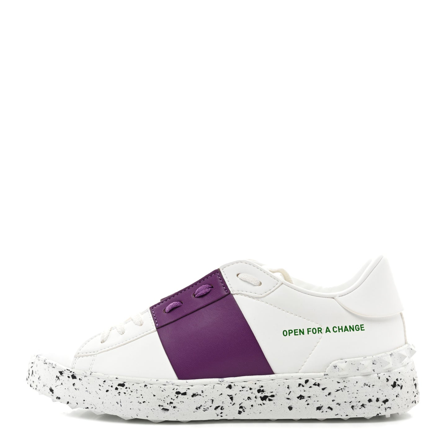 Vegan Leather Womens Rockstud Open for a Change Sneakers 39 White Sunset Purple