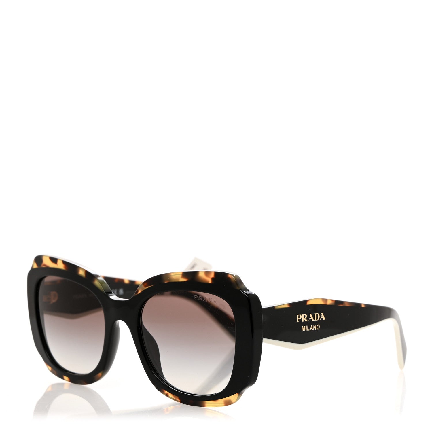 Prada Acetate Square Sunglasses SPR 16Y Black Havana 1 of 7