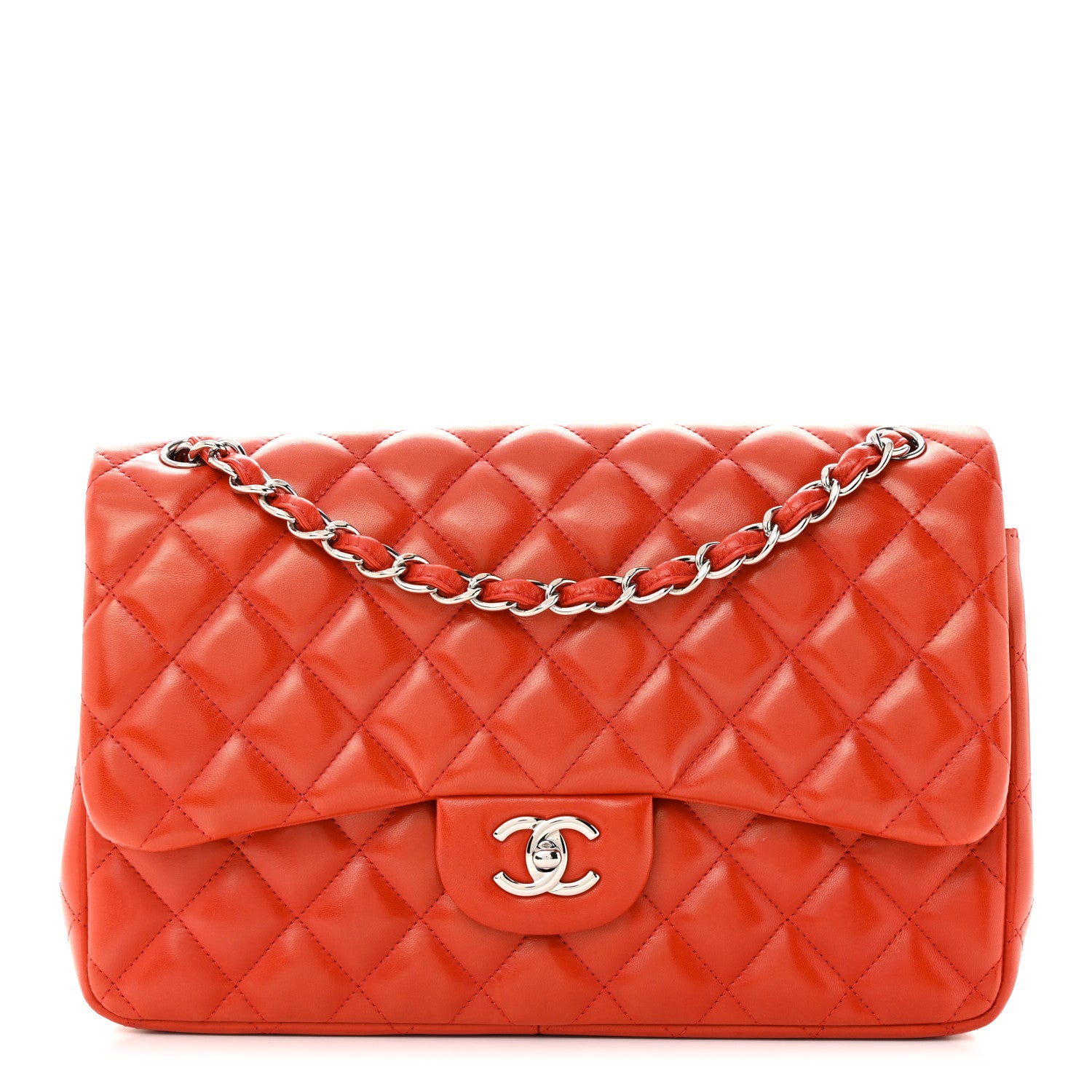 Chanel Lambskin Quilted Jumbo Double Flap Red 1 of 14