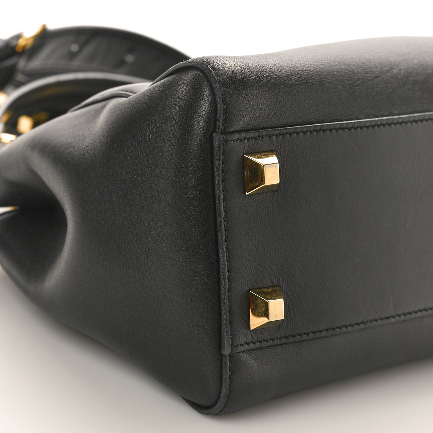 Nappa Studded Mini Peekaboo Iconic Satchel Black