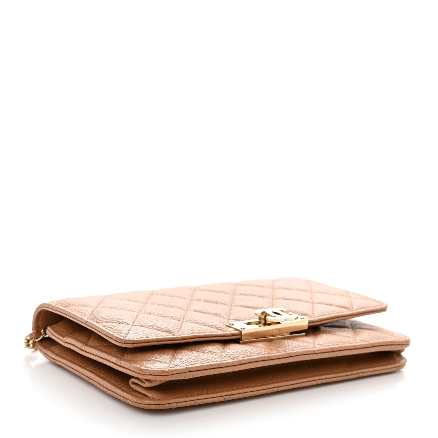 Caviar Quilted Golden Class Wallet On Chain WOC Beige