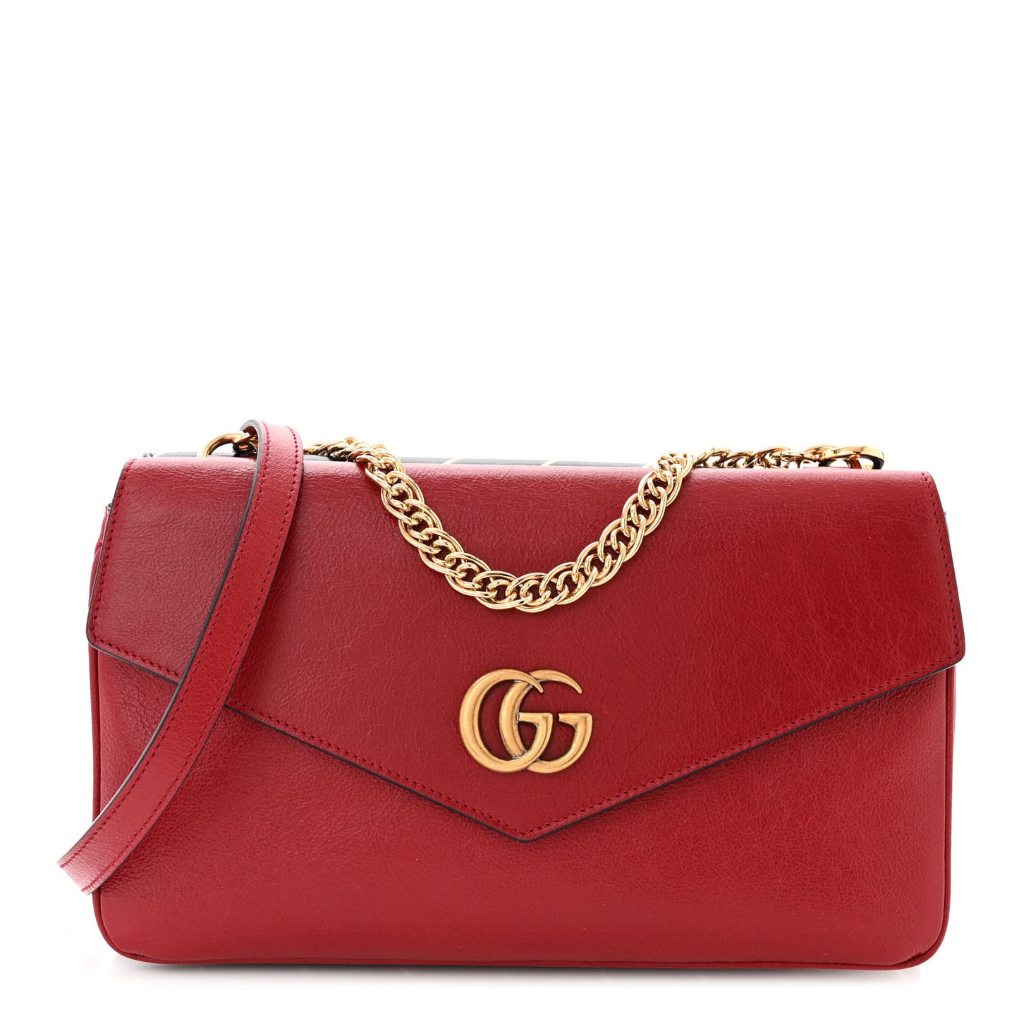 Calfskin Diagonal GG Medium Thiara Double Envelope Shoulder Bag Black Red
