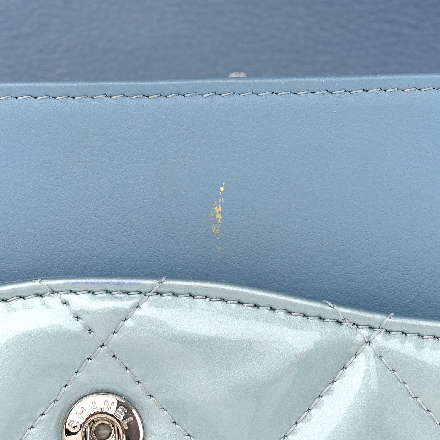 Chanel Patent Quilted Jumbo Double Flap Blue 15 of 17