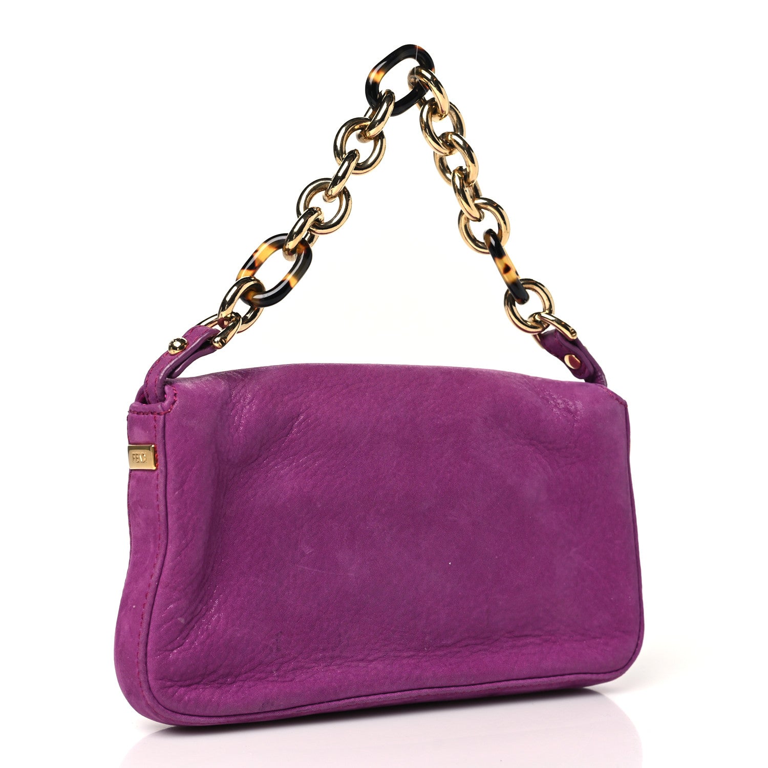 Fendi Vitello Savana Mini Baguette Cyclamen Turtle 3 of 13