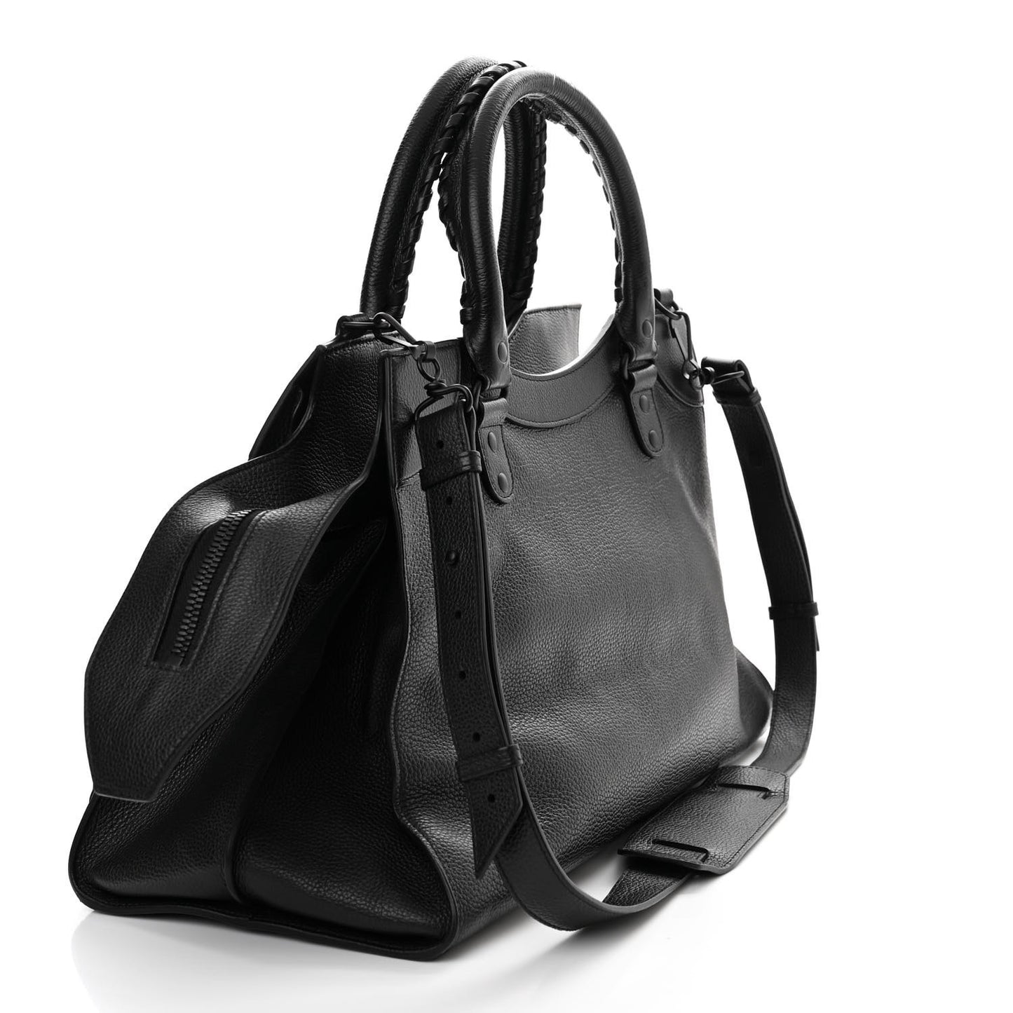 Grained Calfskin Neo Classic Black Hardware Medium City Black