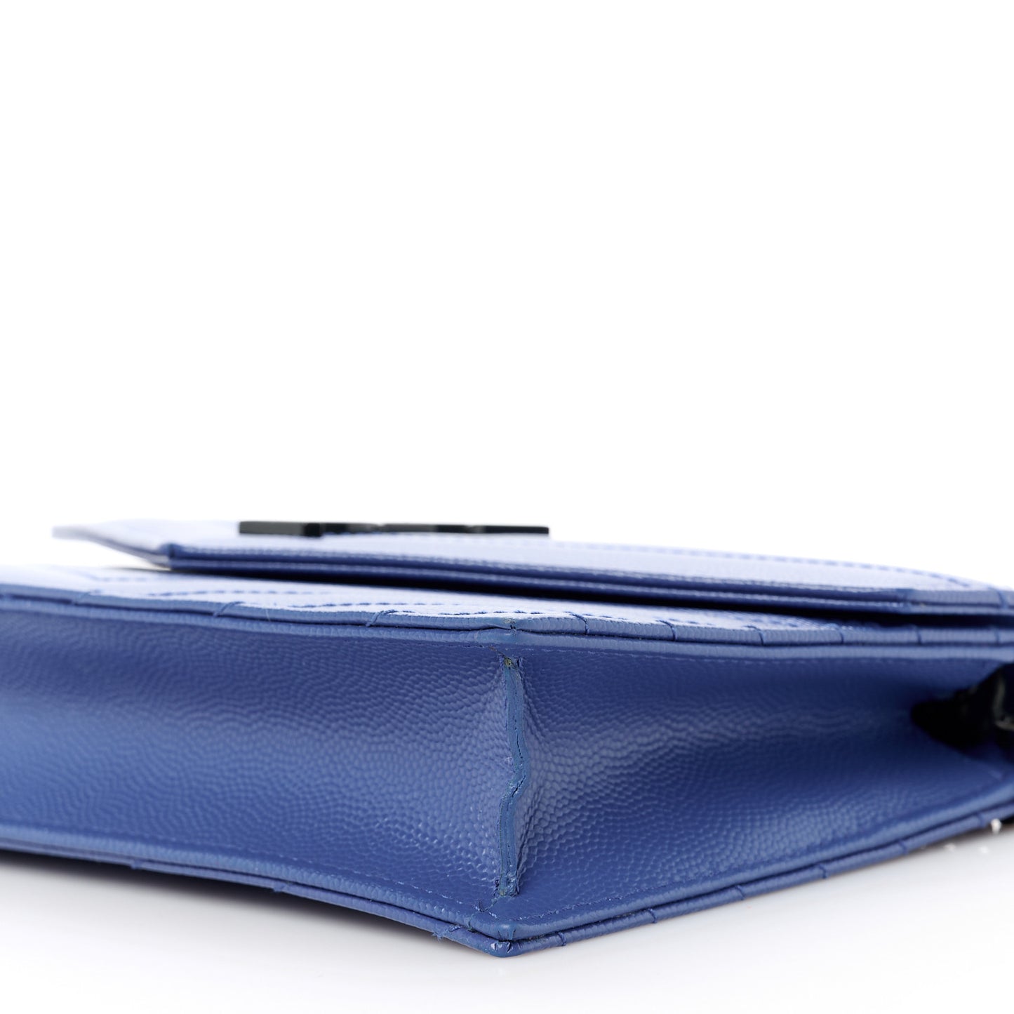 Grain De Poudre Matelasse Chevron Monogram Envelope Chain Wallet Blue Majorelle