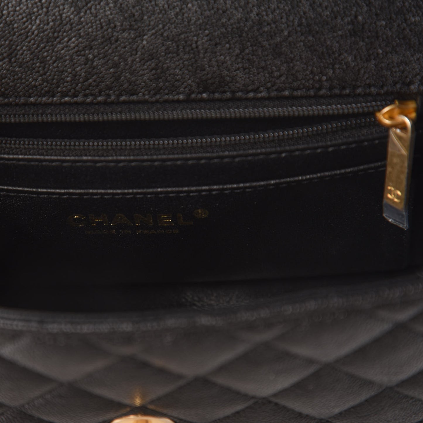 Caviar Quilted Mini Top Handle Rectangular Flap Black