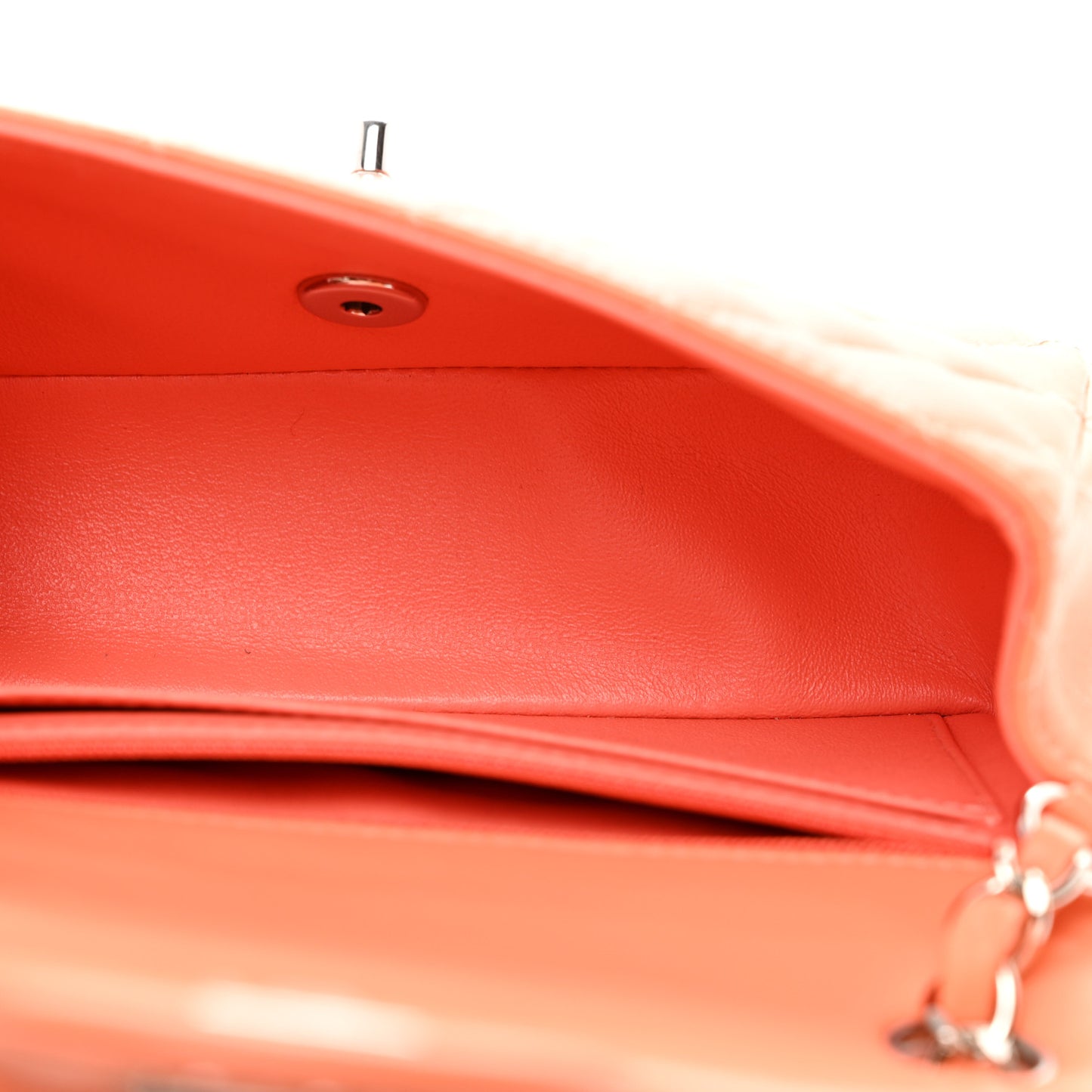 Lambskin Quilted Mini Rectangular Flap Light Orange