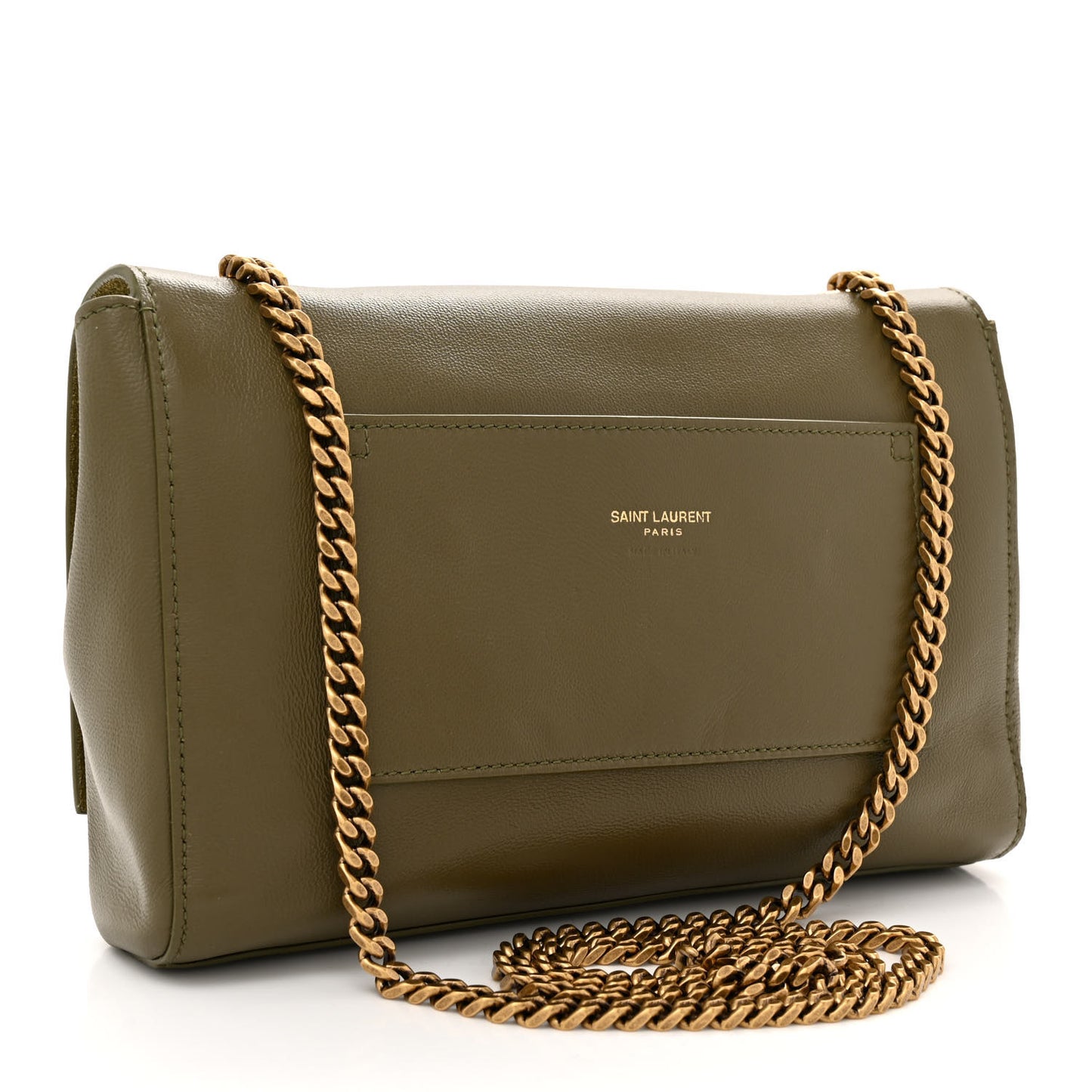 Smooth Calfskin Suede Small Reversible Monogram Kate Satchel Loden Green