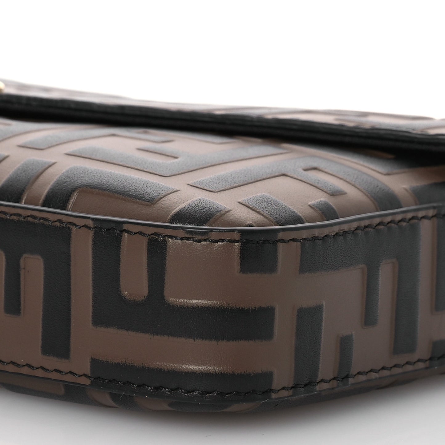 Vitello Soft F is Fendi Bi-Color FF 1974 Embossed Envelope Wallet On Chain with Pouches Maya Black