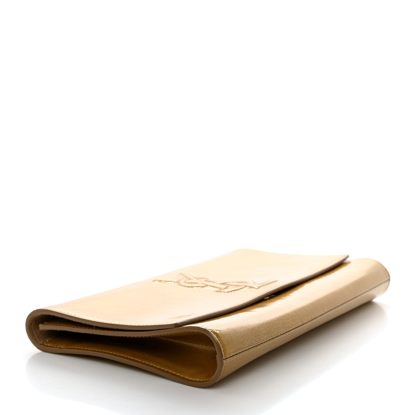 Textured Patent Calfskin Monogram Large Belle De Jour Clutch Gold