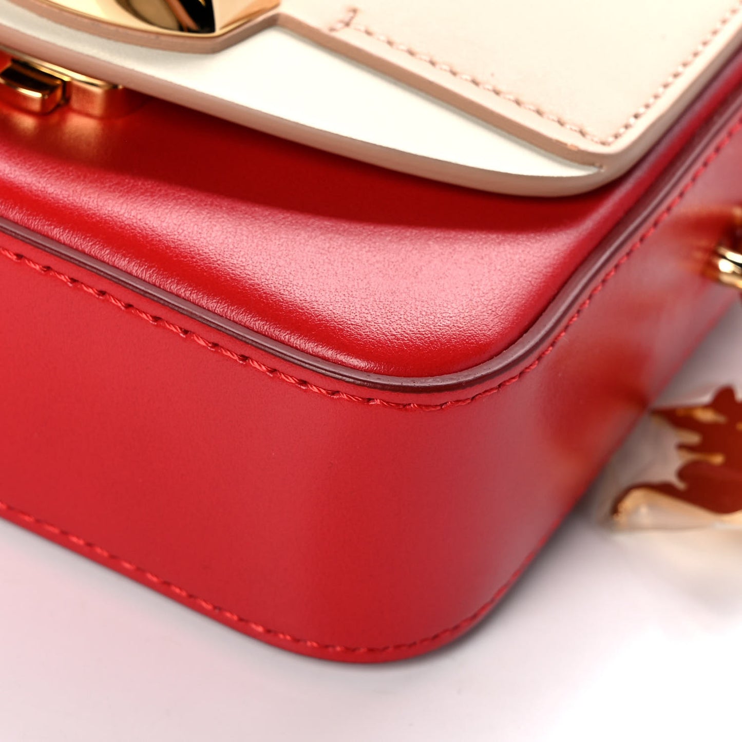 Shiny Calfskin Goatskin Mini C Double Carry Red Pink