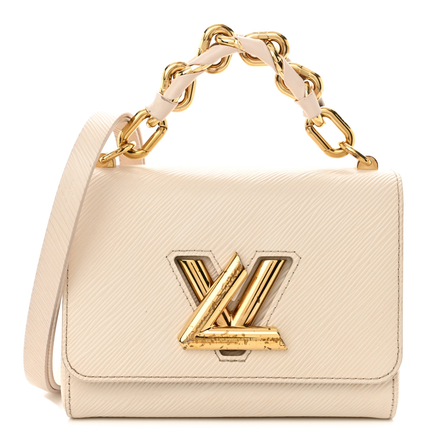 Louis Vuitton Epi Twist Braided Chain Shoulder Bag PM Quartz White