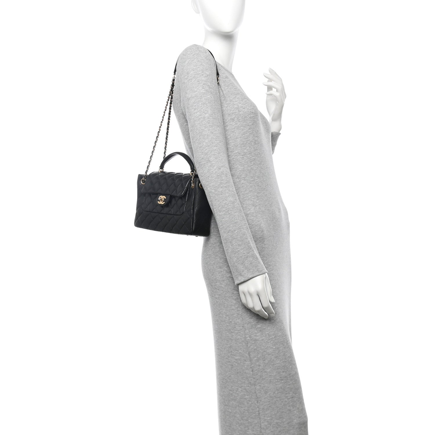 Chanel Caviar Calfskin Quilted Small Top Handle Flap Black 2 of 11