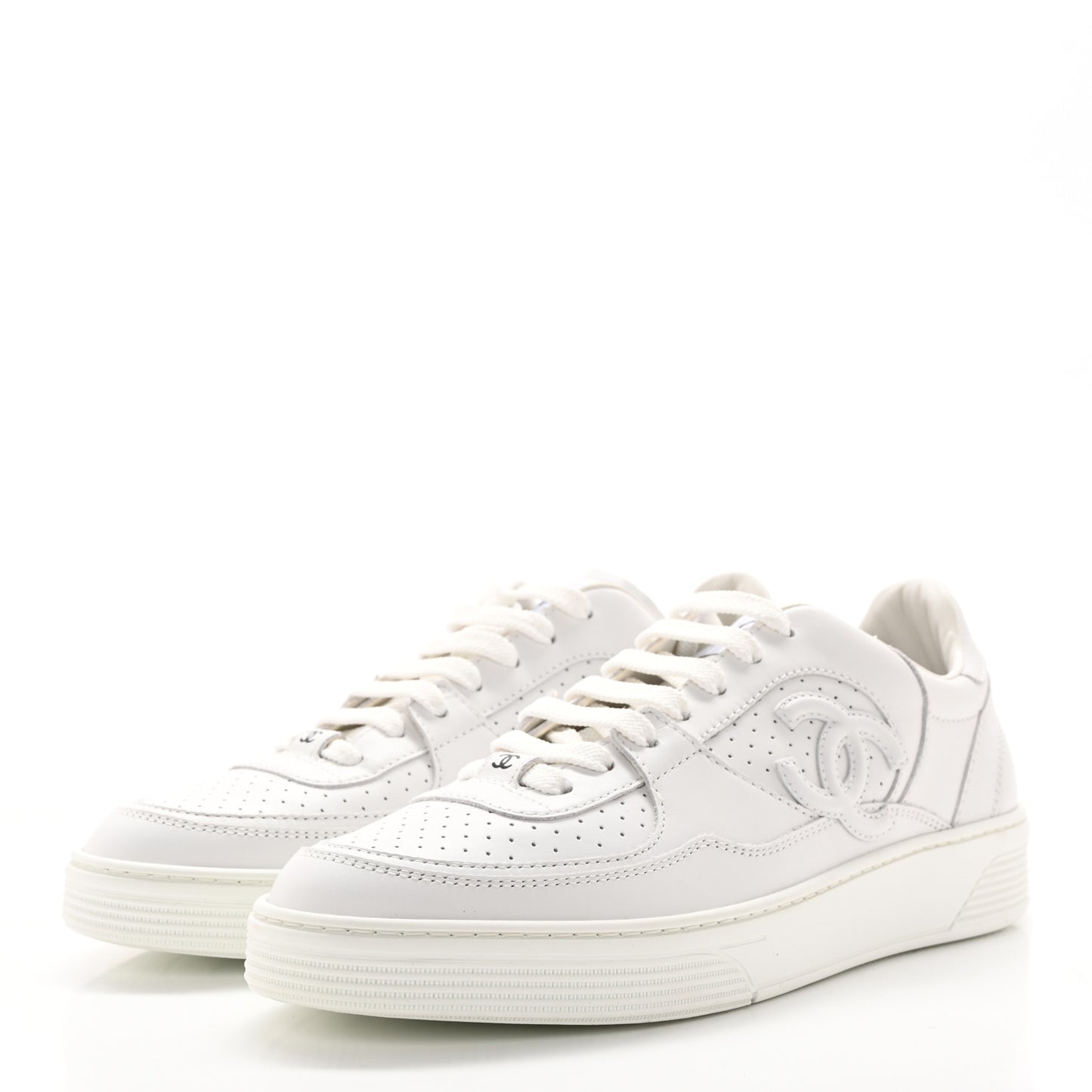 Calfskin CC Womens Sneakers 40 White