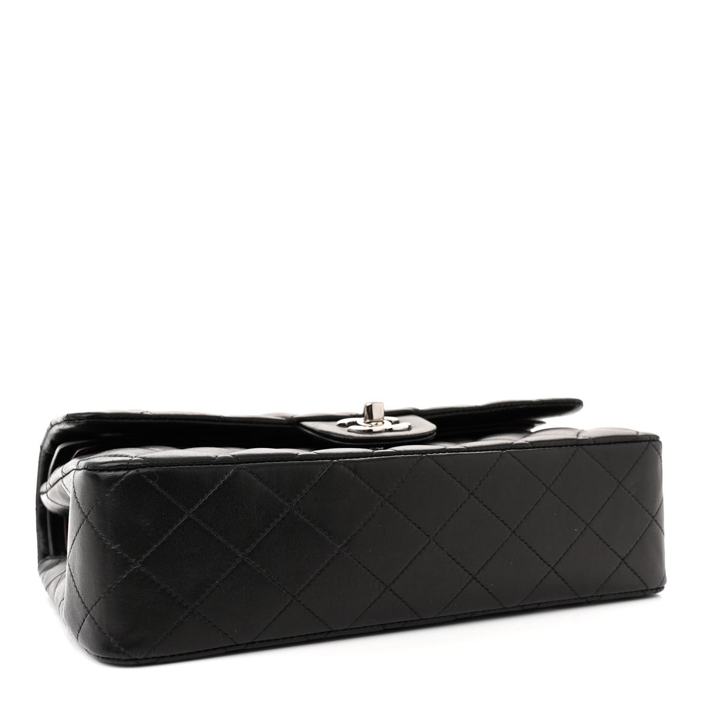 Lambskin Quilted Medium Double Flap Black