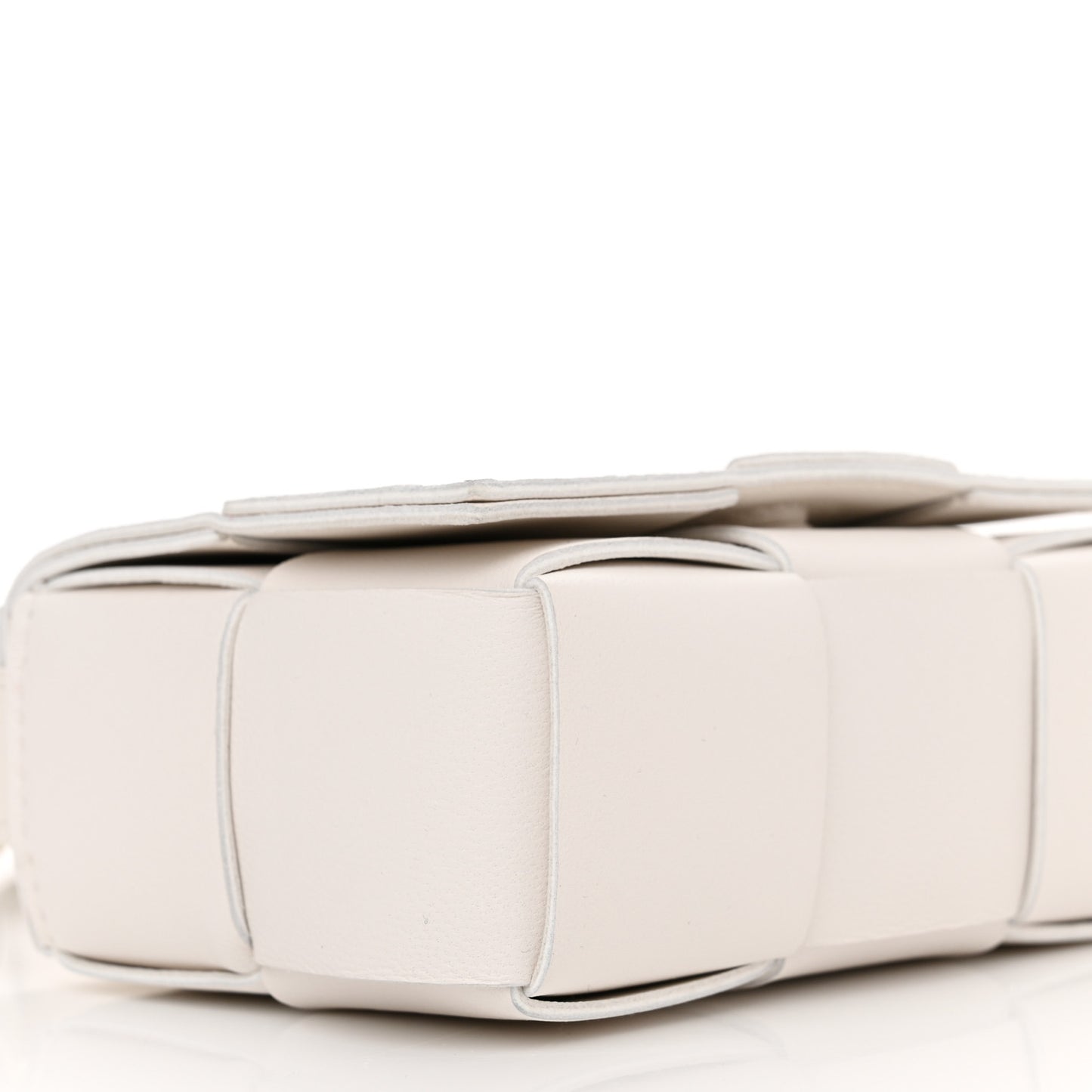 Lambskin Maxi Intrecciato Extra Mini Cassette Crossbody Bag White