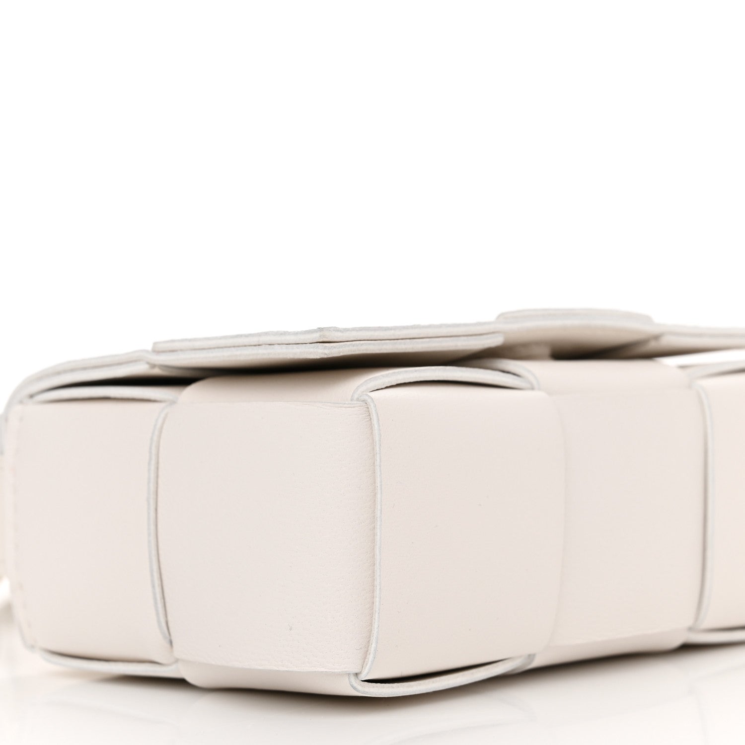 Bottega Veneta Lambskin Maxi Intrecciato Extra Mini Cassette Crossbody Bag White 8 of 12