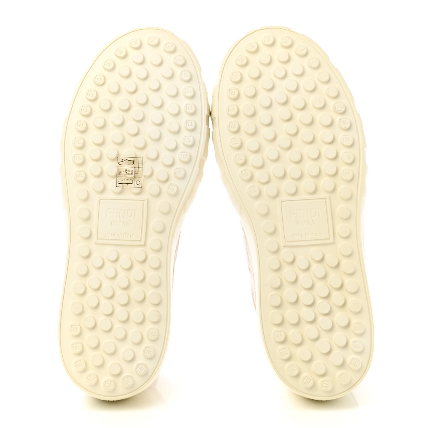 Fabric Jacquard Vitello Nappa FF Karligraphy Womens Fendi Force Low Top Sneakers 36.5 Camelia