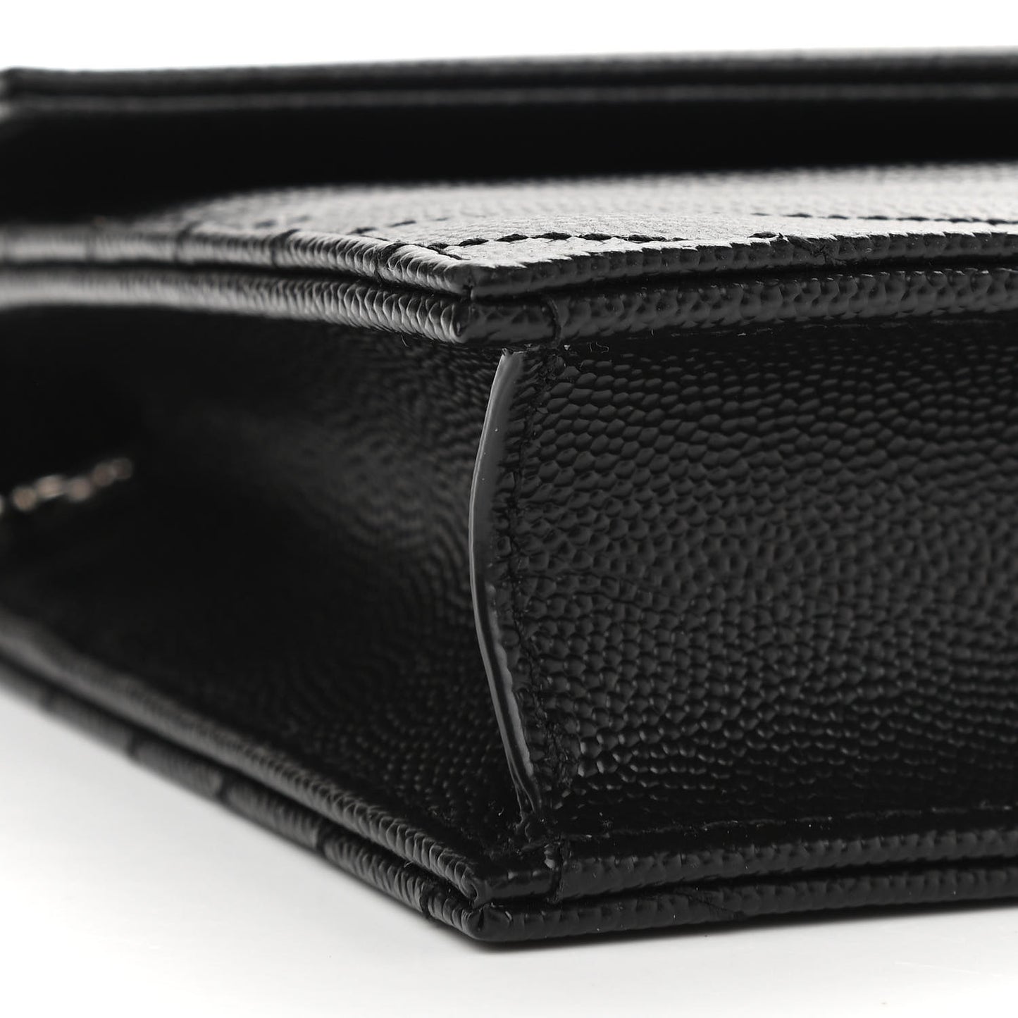 Grain De Poudre Matelasse Chevron Monogram Envelope Chain Wallet Black