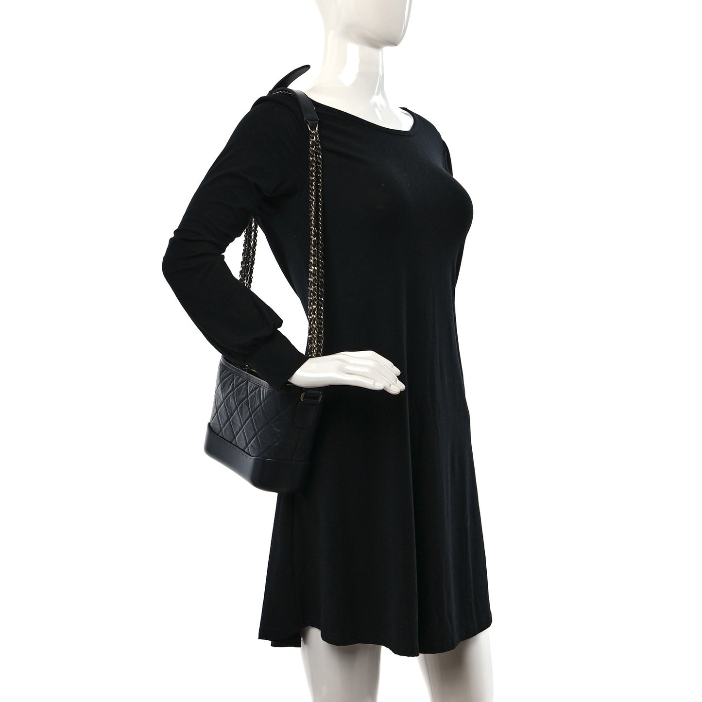 Aged Calfskin Quilted Small Gabrielle Hobo Black