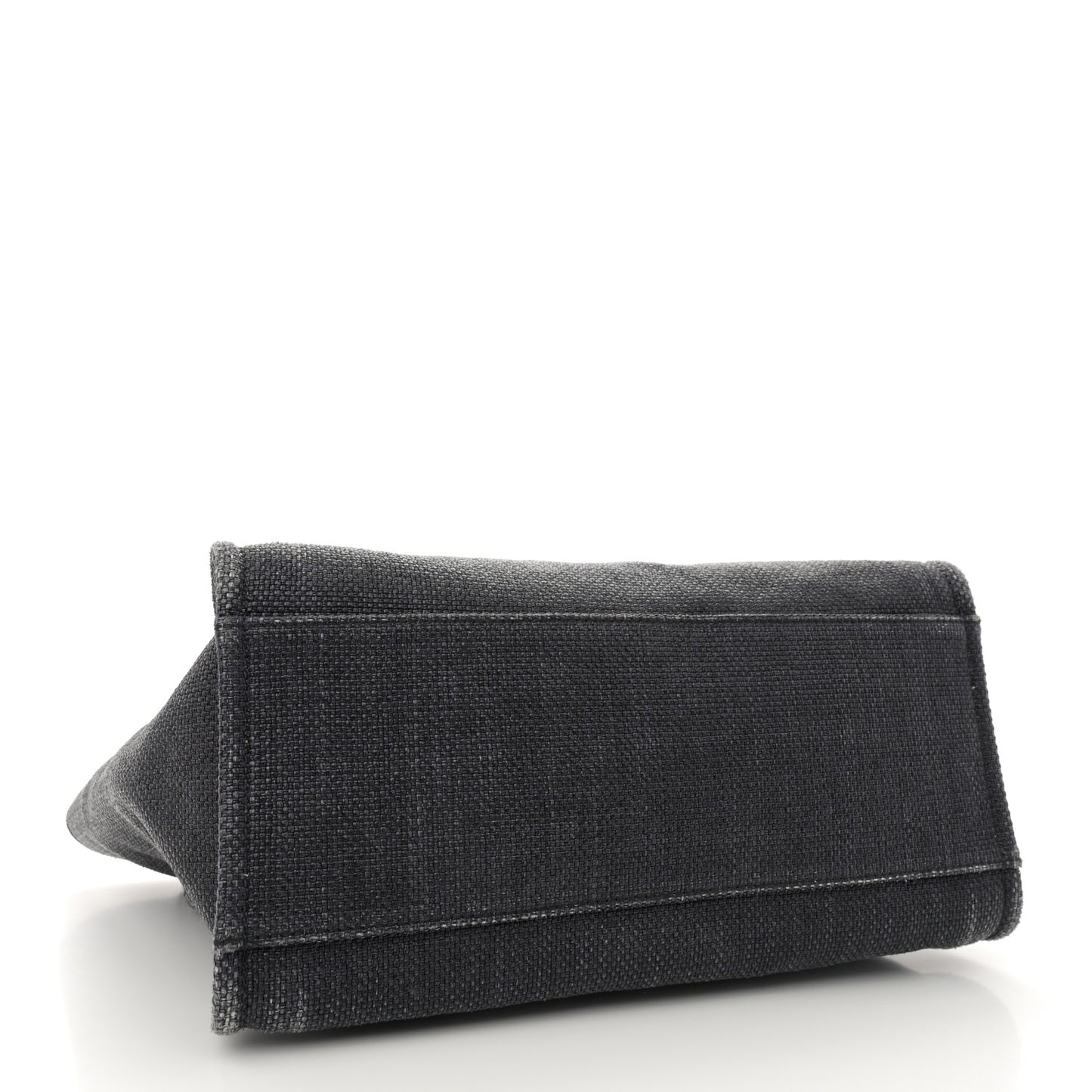 Woven Straw Raffia Medium Deauville Tote Black