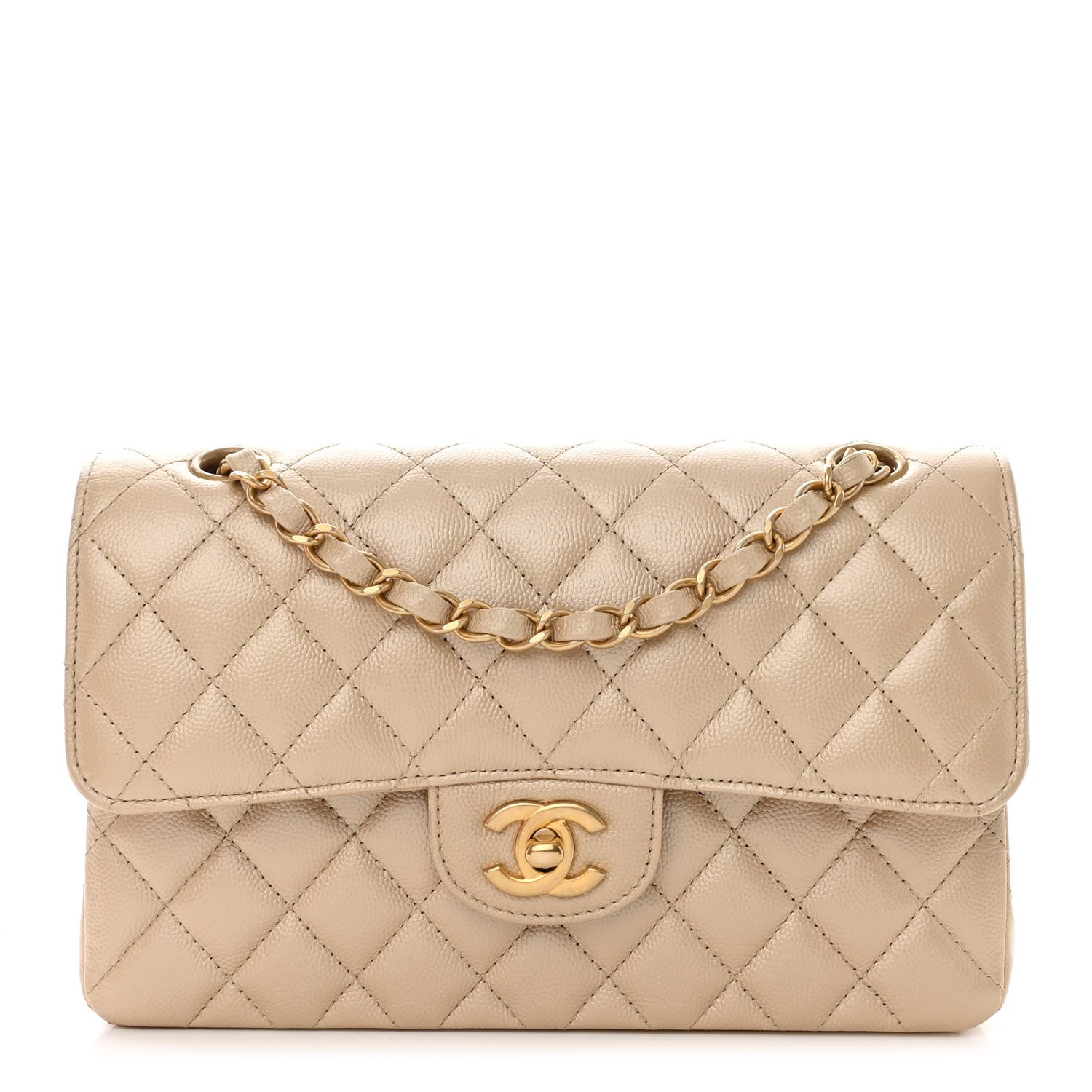 Chanel Iridescent Caviar Quilted Small Double Flap Beige 1 of 11