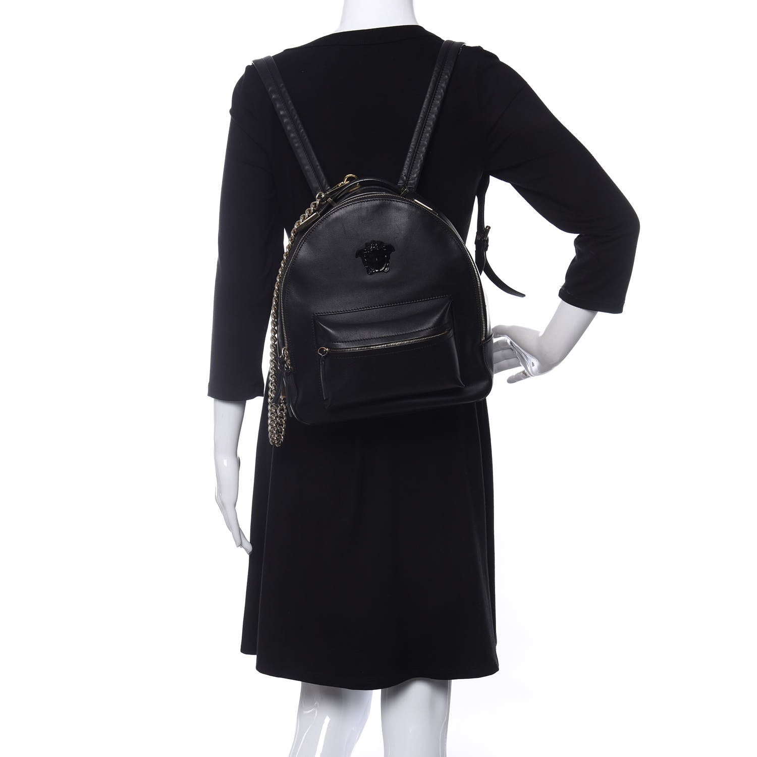 Versace Calfskin Palazzo Medusa Chain Backpack Black 3 of 10