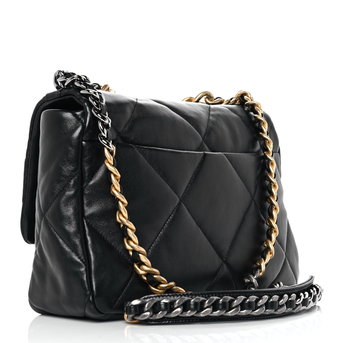 Lambskin Quilted Large Chanel 19 Flap Black