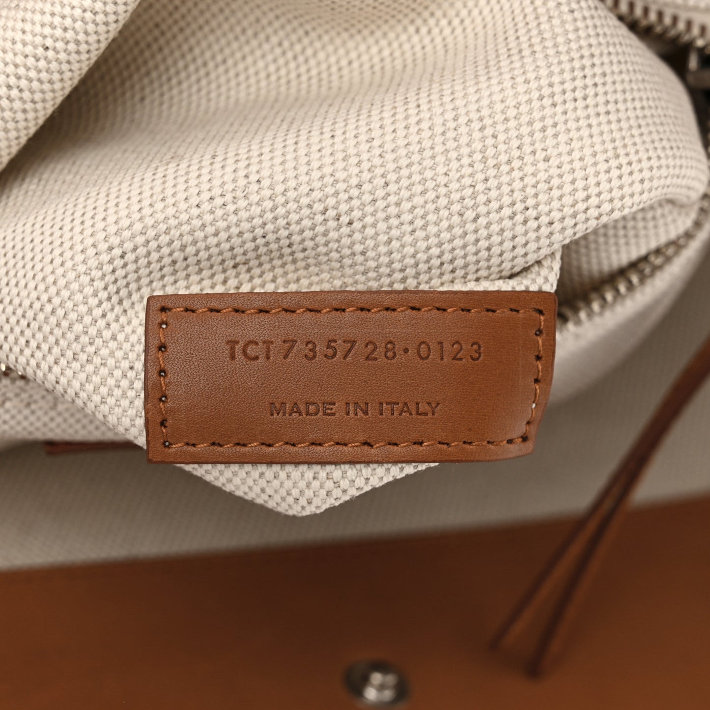Linen Calfskin Rive Gauche Tote Greggio Brick