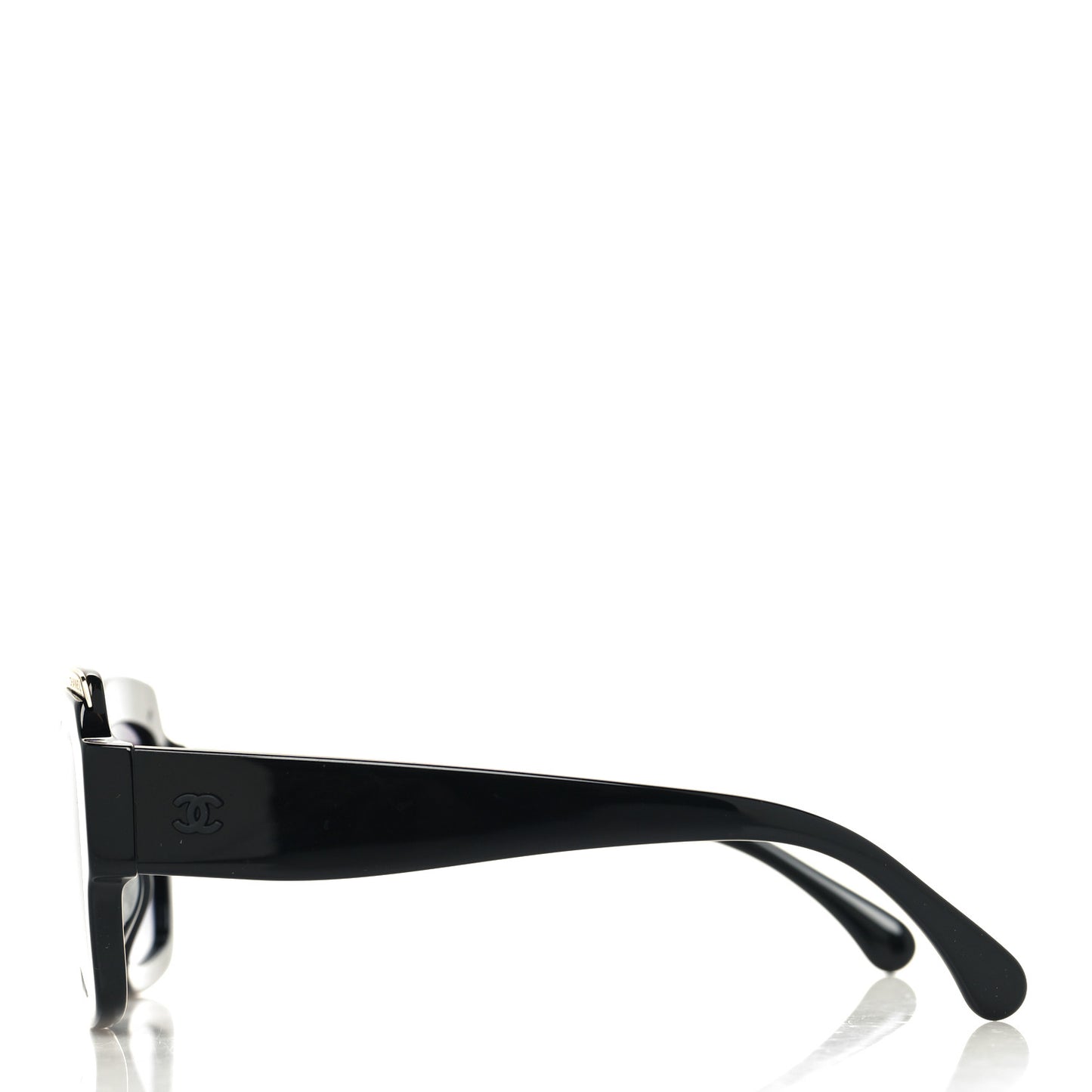 Acetate Rectangle Logo Sunglasses 71506A Black Gold