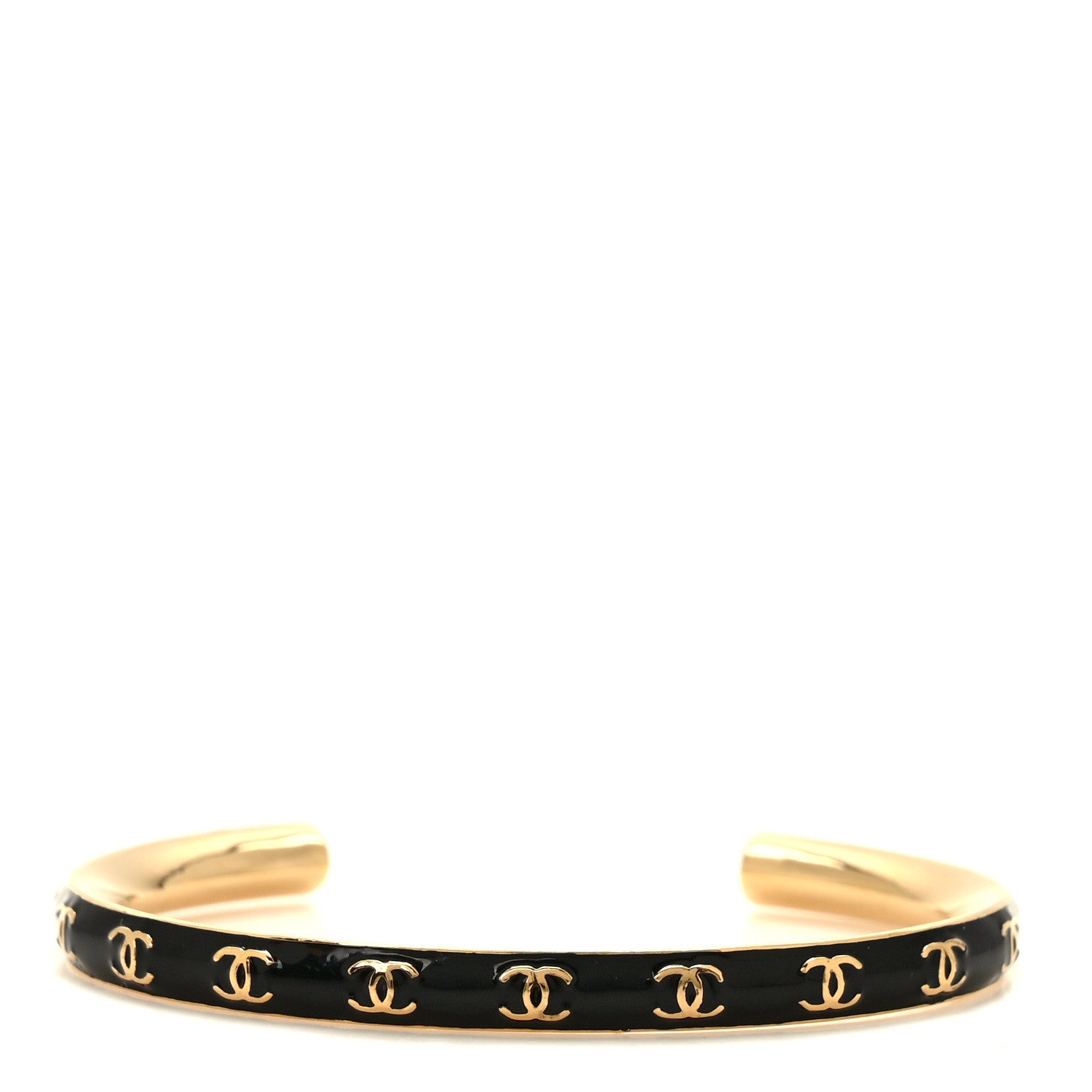 Chanel Enamel CC Bangle M Black Gold 1 of 4