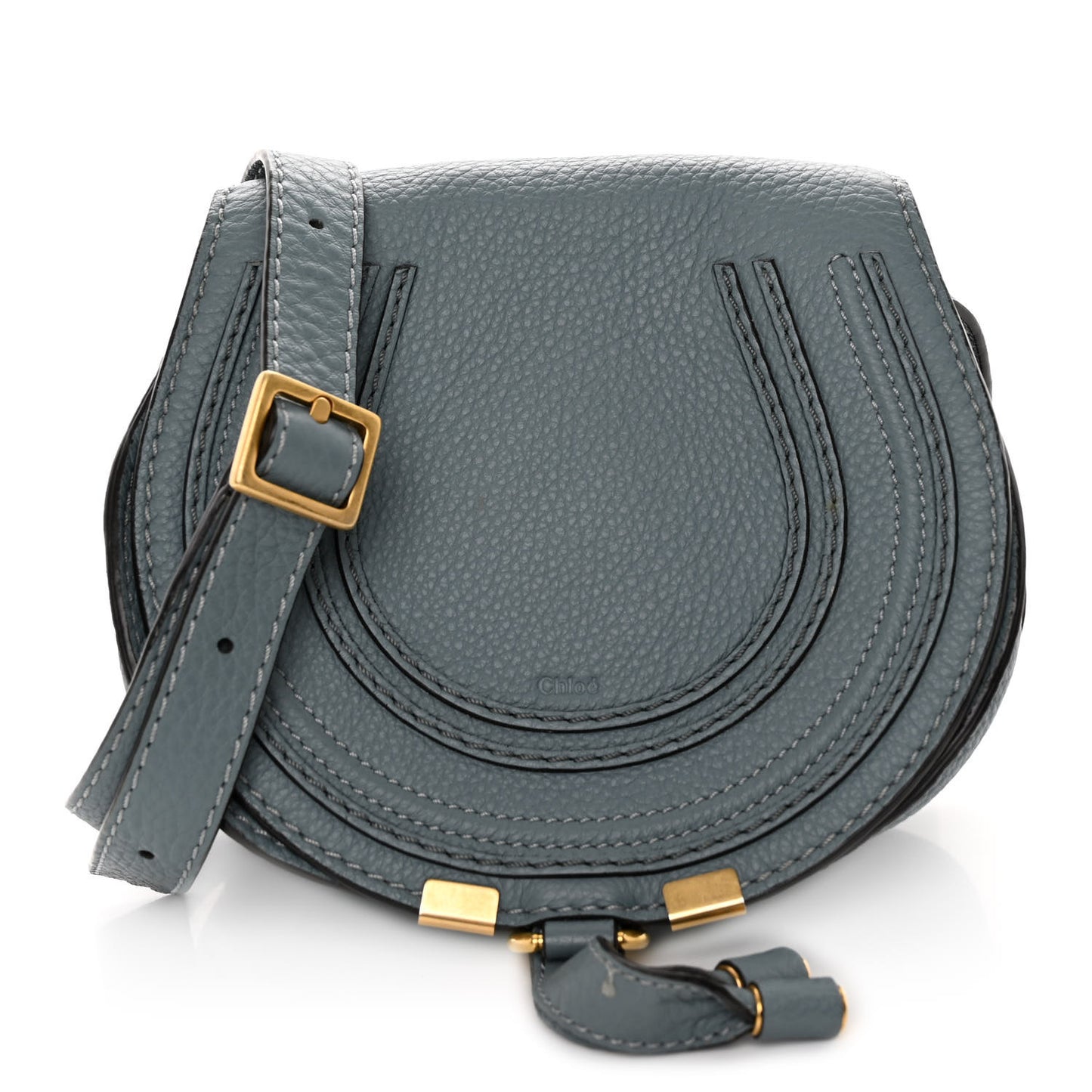 Calfskin Mini Marcie Round Crossbody Bag Rainy Blue