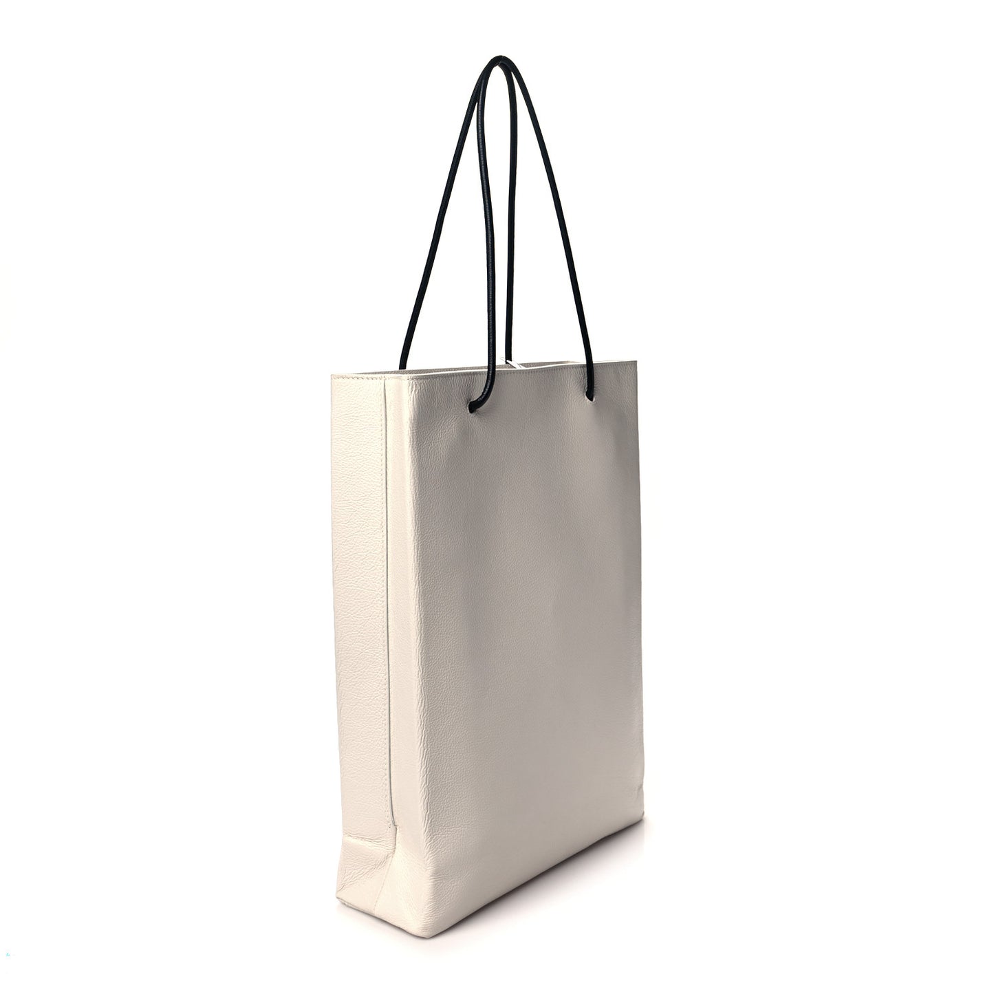 Calfskin Medium Logo North South Shopping Tote White