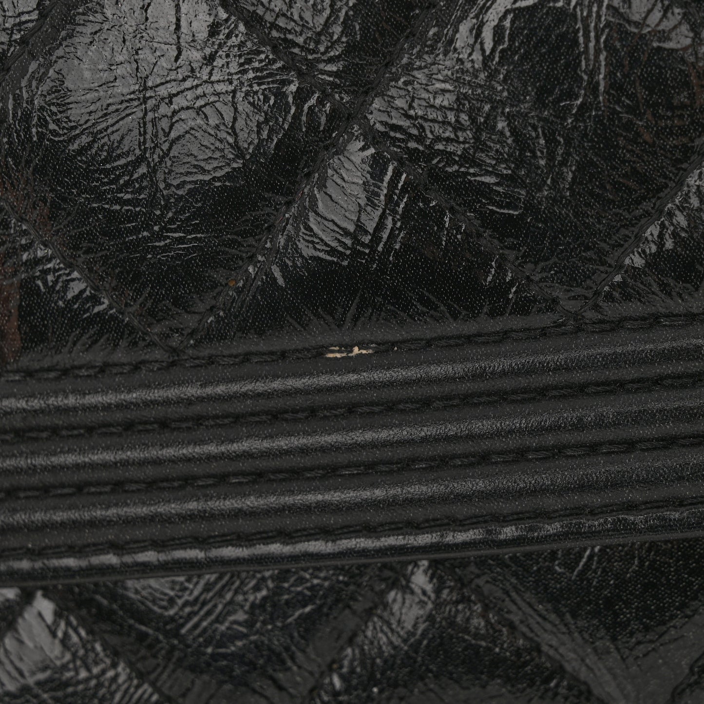 Shiny Aged Calfskin Quilted Boy Wallet On Chain WOC So Black