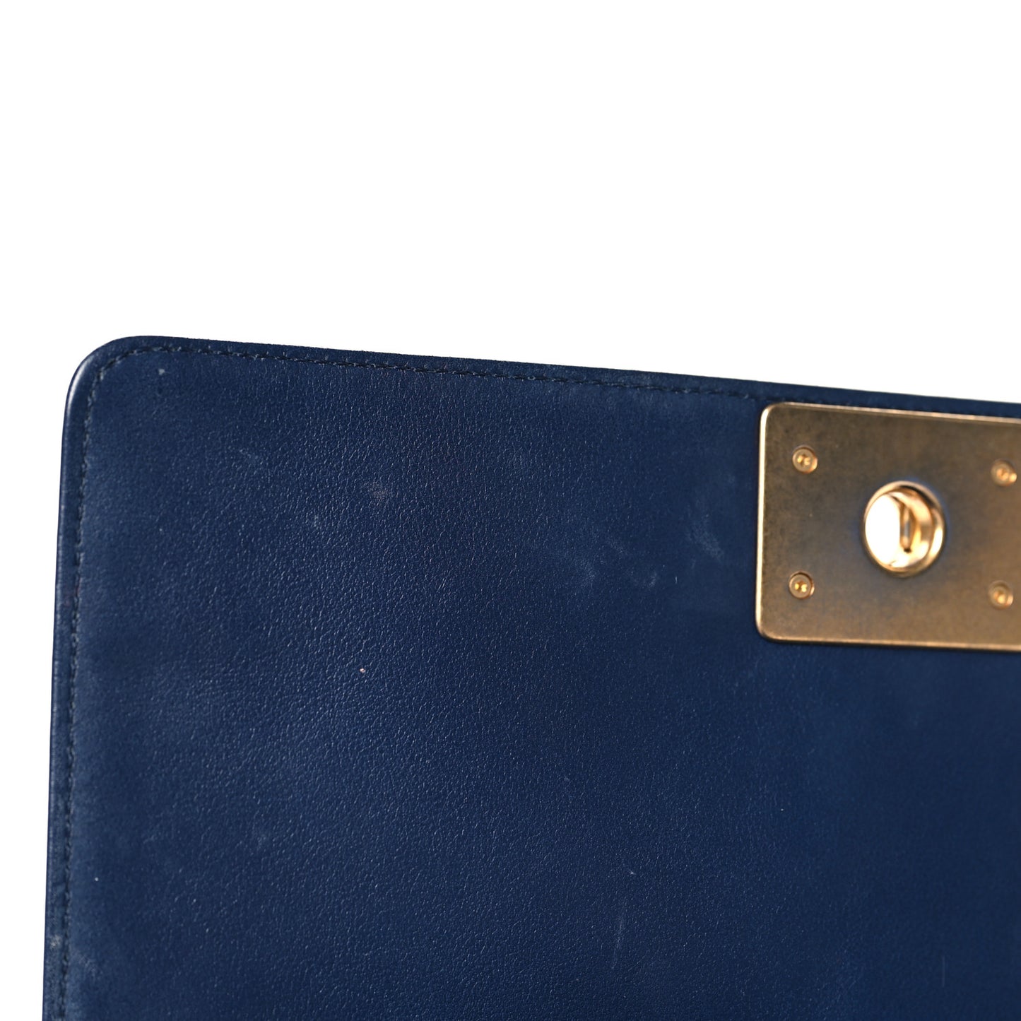 Lambskin Quilted Medium Boy Flap Dark Blue